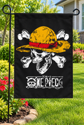 One Piece Straw Hat Skull &amp; Crossbones Garden Flag – 12" × 18"