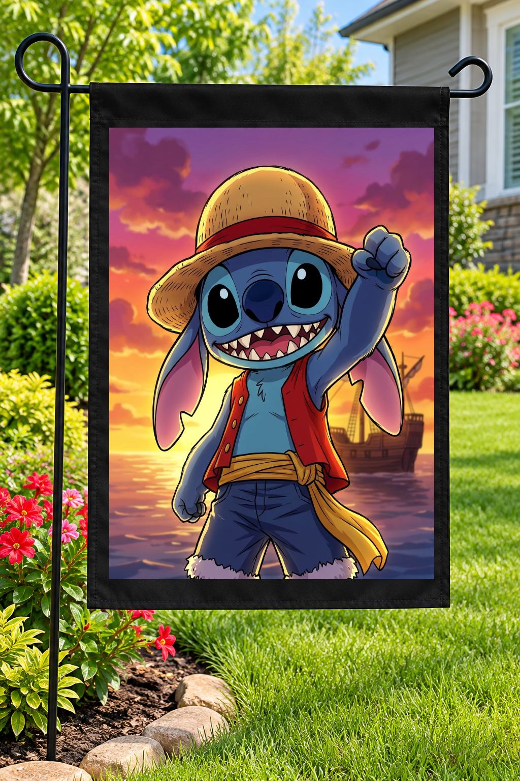 Stitch Pirate Adventure Garden Flag – 12" × 18"