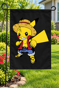 Pikachu x Luffy Pirate Crossover Garden Flag – 12" × 18"