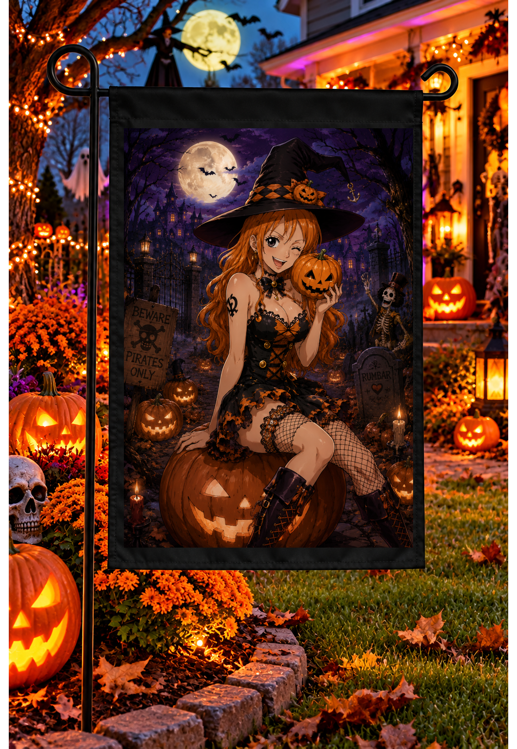 One Piece Nami Halloween Garden Flag – 12" × 18"